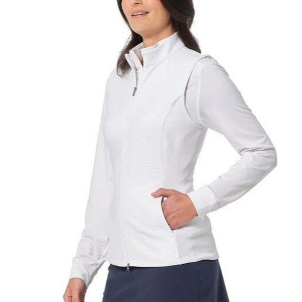 NWT Greg Norman Women's Ribbed Vest  White Size - Picture 2 of 3